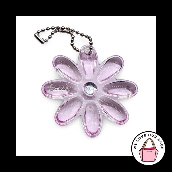 Rare COACH Pink DAISY FLOWER Crystal Plastic Key Fob Bag Charm Keychain Hang Tag - Picture 1 of 1